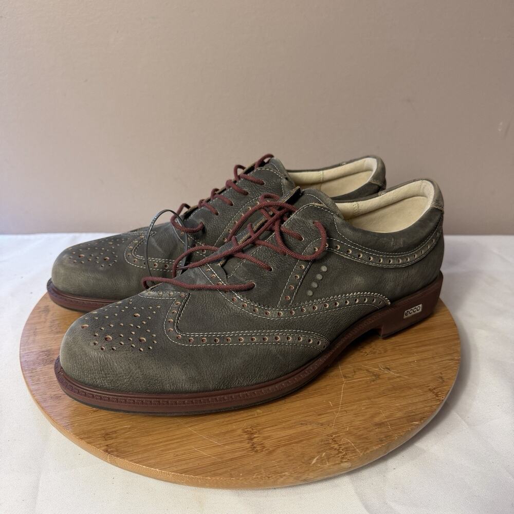 Ecco Tour Hybrid Golf Shoes Mens 45, Brown Wingtip Brogue Leather Hydromax